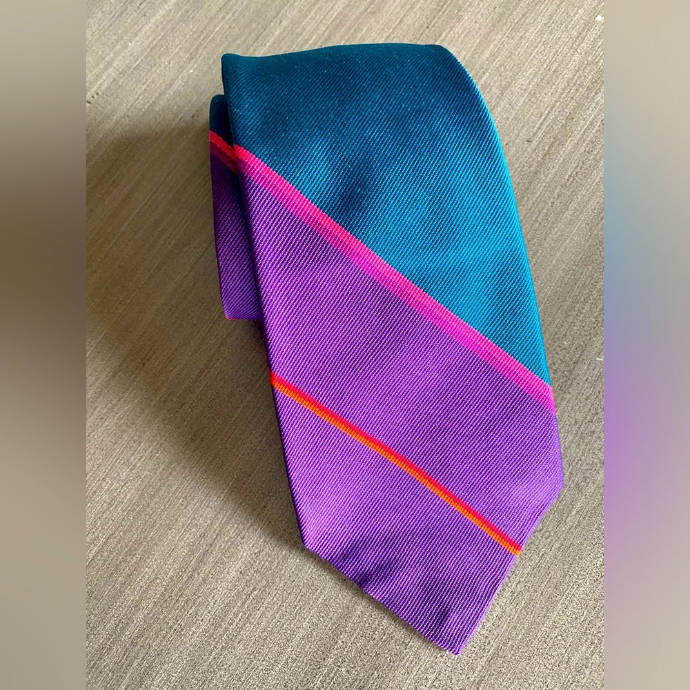 Robert Talbott For Robert Vance Made in England Multicolor Bold Stripe Silk Tie